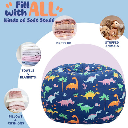 Stuffed Animal Storage Bean Bag Chair Cover for Kids