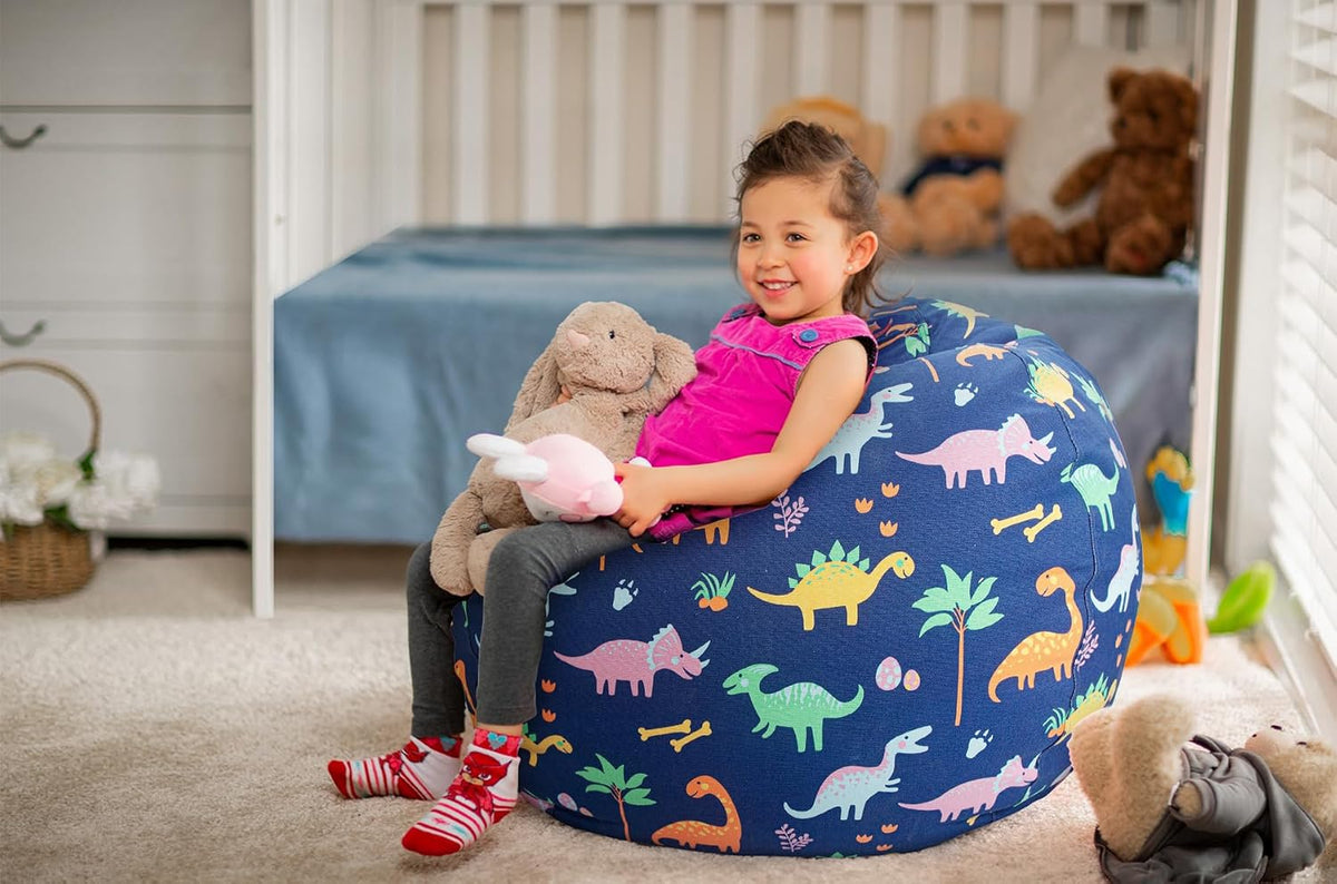Stuffed Animal Storage Bean Bag Chair Cover for Kids