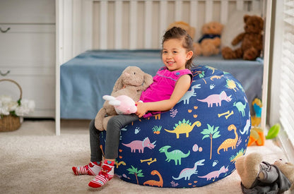 Stuffed Animal Storage Bean Bag Chair Cover for Kids