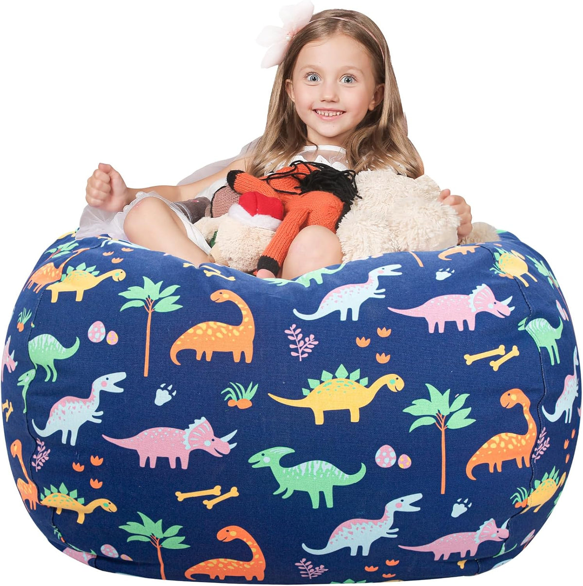 Stuffed Animal Storage Bean Bag Chair Cover for Kids