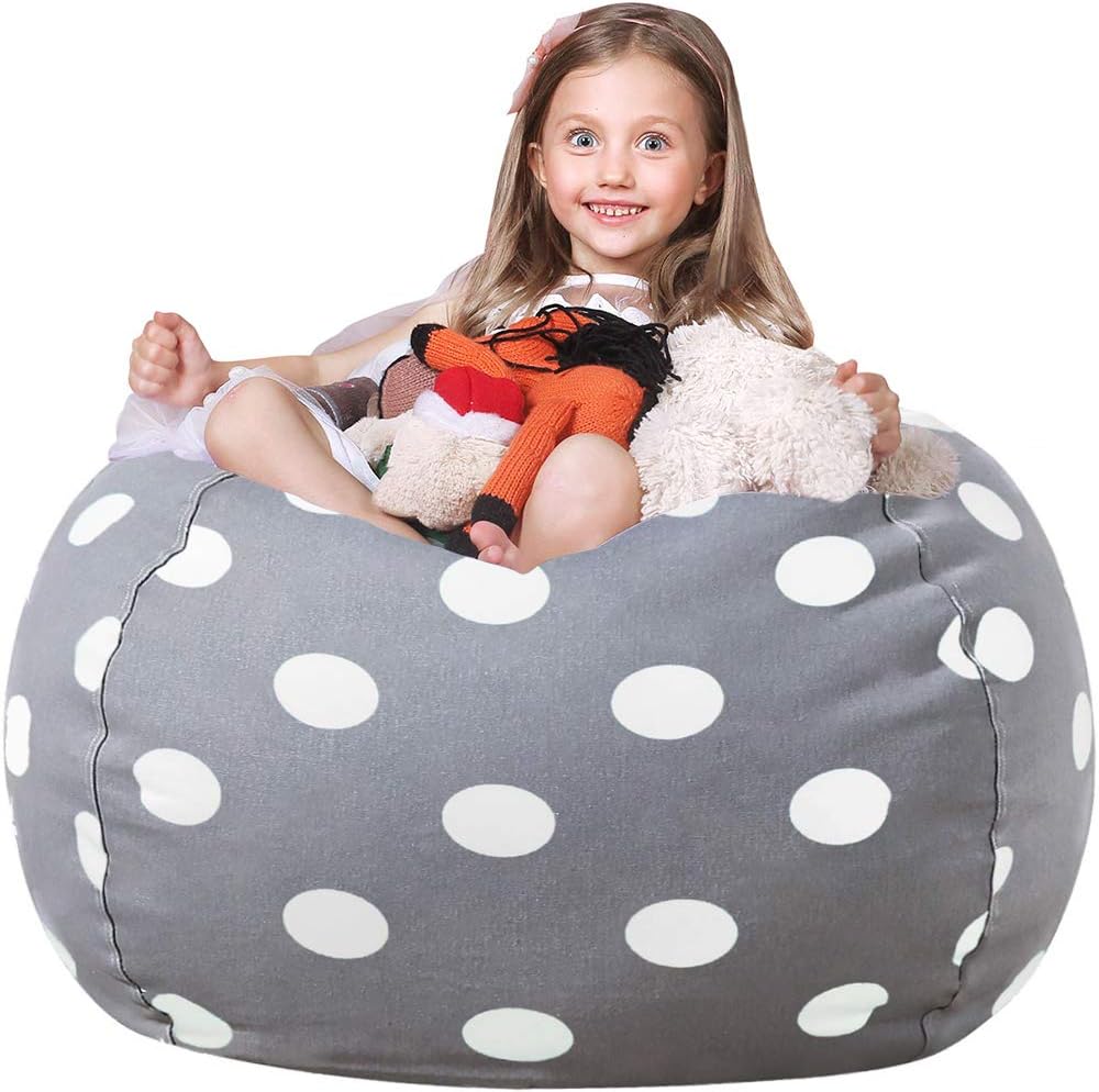 Stuffed Animal Storage Bean Bag Chair Cover for Kids