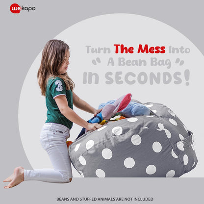 Stuffed Animal Storage Bean Bag Chair Cover for Kids