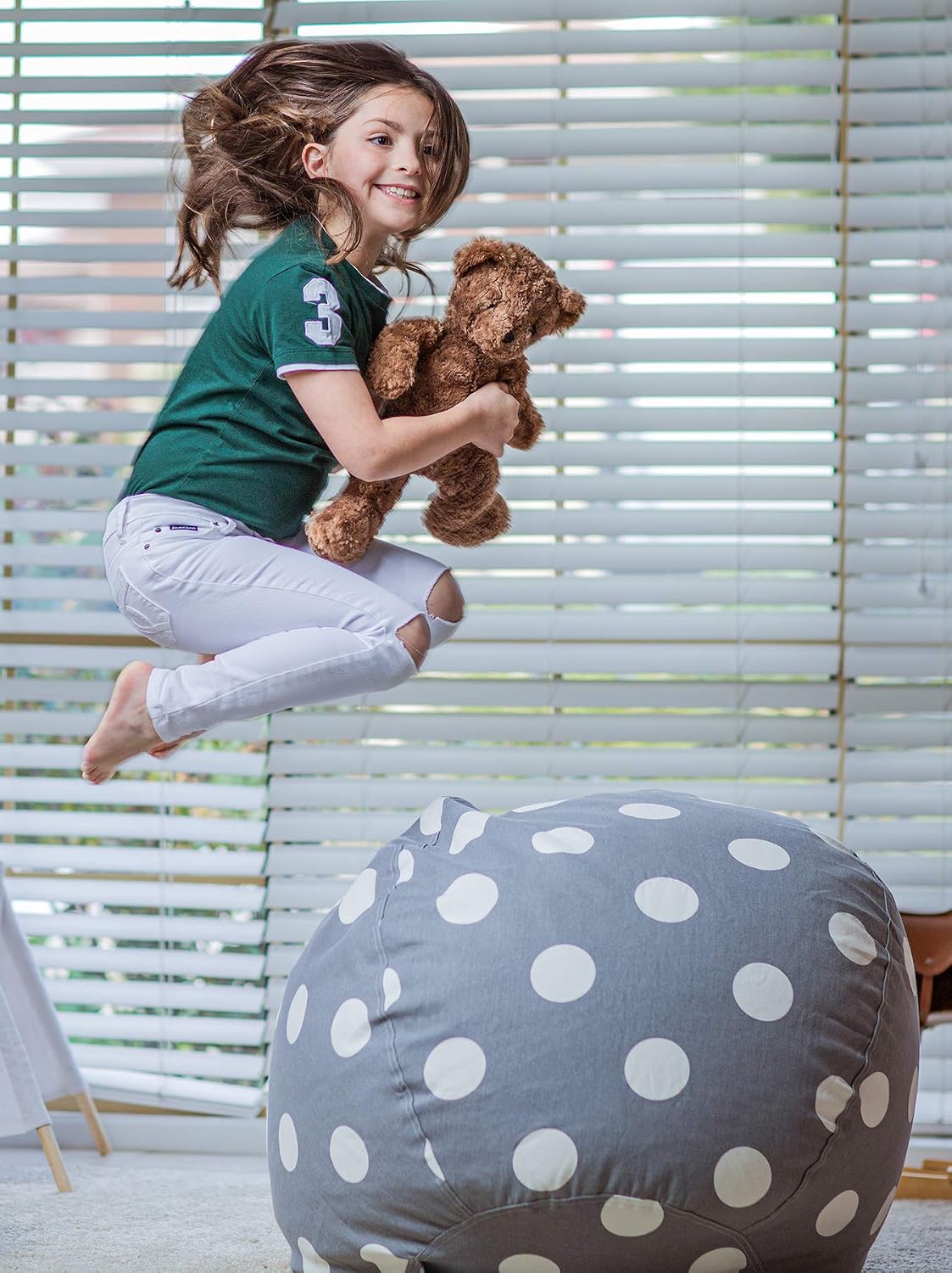 Stuffed Animal Storage Bean Bag Chair Cover for Kids