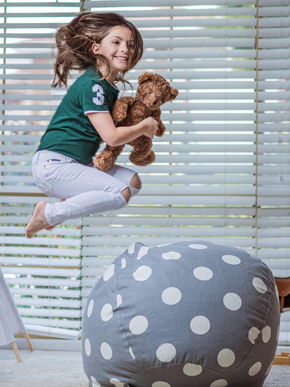 Stuffed Animal Storage Bean Bag Chair Cover for Kids
