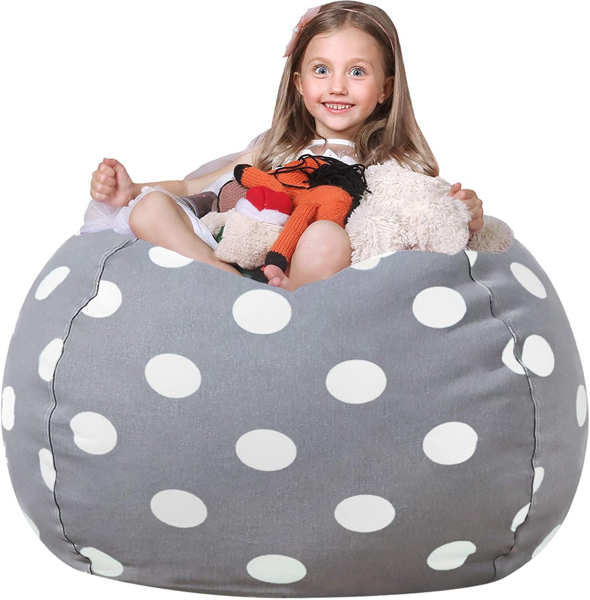 Stuffed Animal Storage Bean Bag Chair Cover for Kids