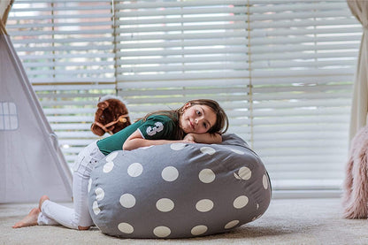 Stuffed Animal Storage Bean Bag Chair Cover for Kids