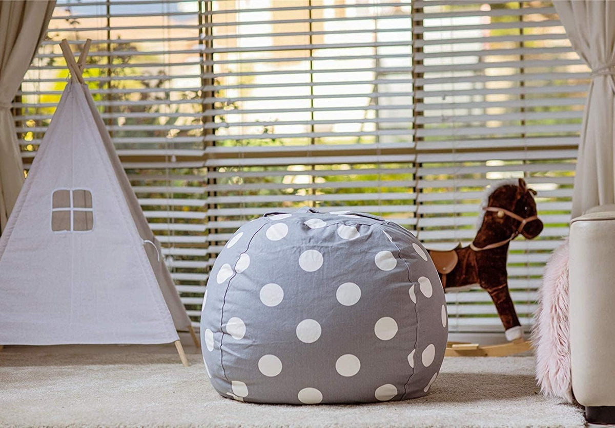 Stuffed Animal Storage Bean Bag Chair Cover for Kids
