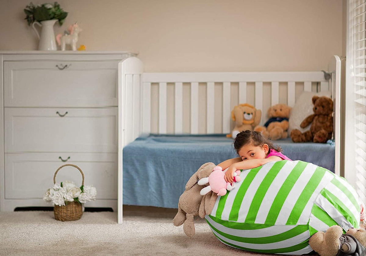 Stuffed Animal Storage Bean Bag Chair Cover for Kids