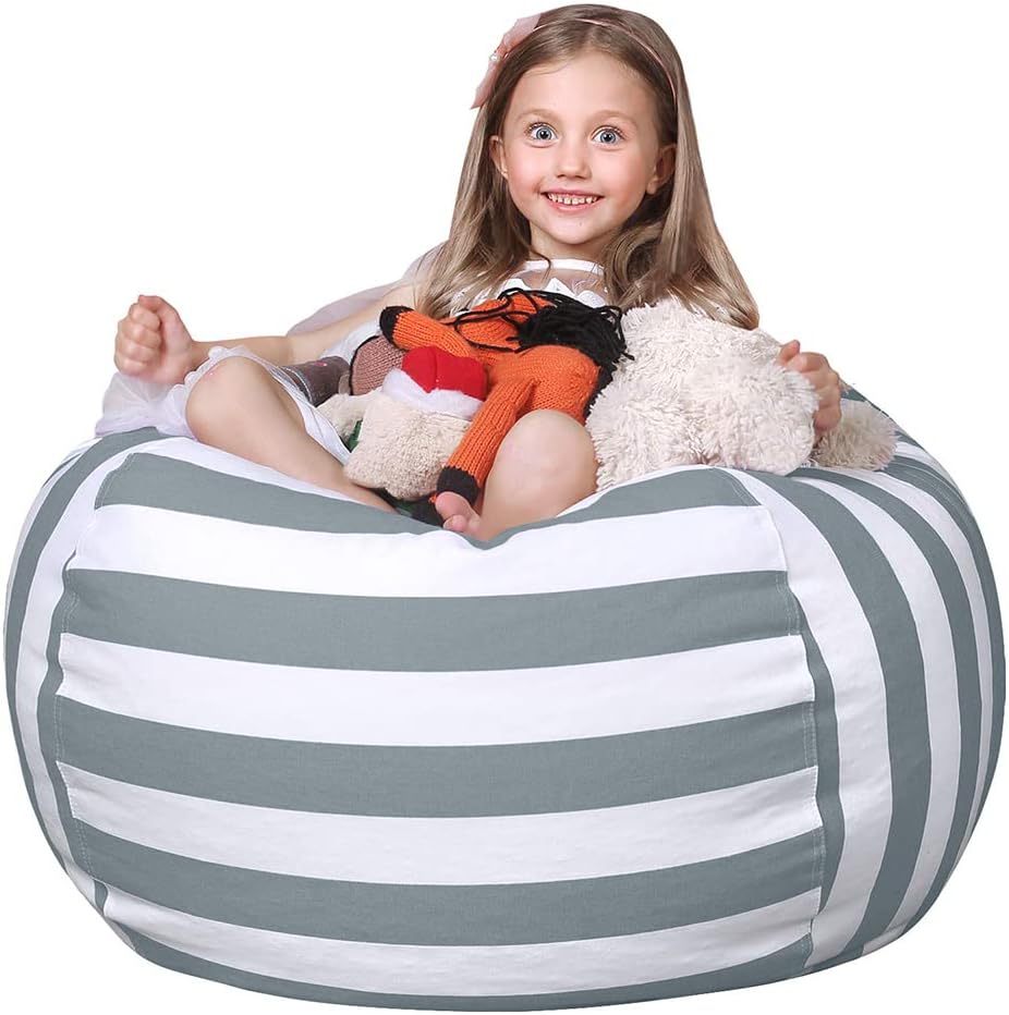 Stuffed Animal Storage Bean Bag Chair Cover for Kids