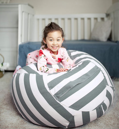 Stuffed Animal Storage Bean Bag Chair Cover for Kids