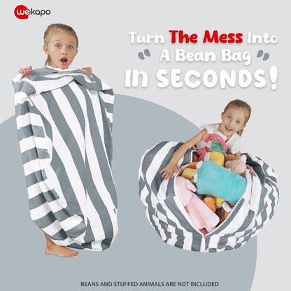 Stuffed Animal Storage Bean Bag Chair Cover for Kids