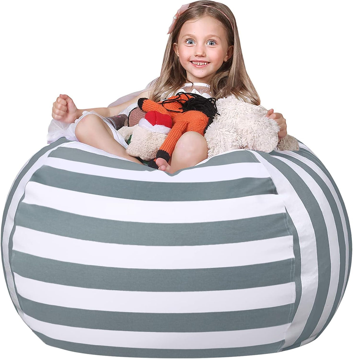Stuffed Animal Storage Bean Bag Chair Cover for Kids