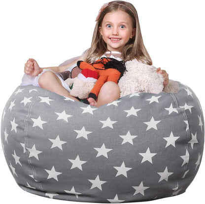 Stuffed Animal Storage Bean Bag Chair Cover for Kids