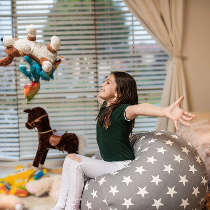 Stuffed Animal Storage Bean Bag Chair Cover for Kids