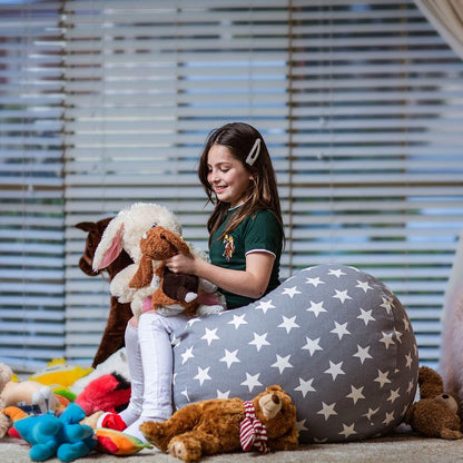 Stuffed Animal Storage Bean Bag Chair Cover for Kids