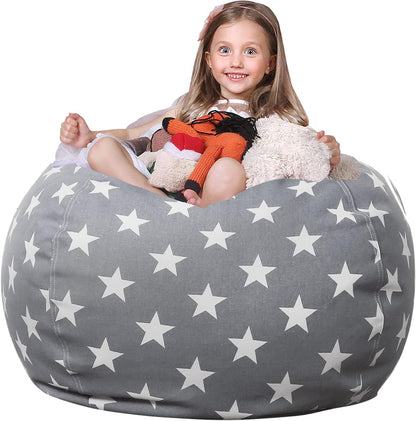 Stuffed Animal Storage Bean Bag Chair Cover for Kids