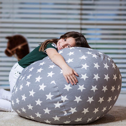 Stuffed Animal Storage Bean Bag Chair Cover for Kids