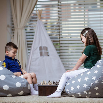 Stuffed Animal Storage Bean Bag Chair Cover for Kids