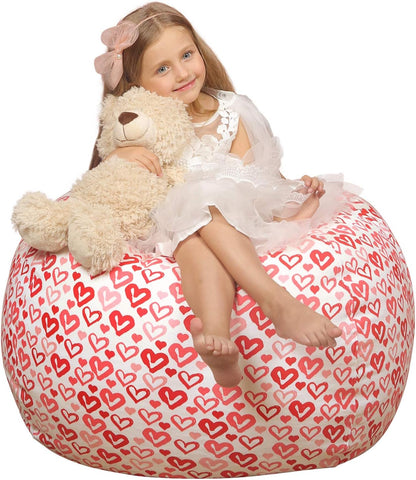 Stuffed Animal Storage Bean Bag Chair Cover for Kids