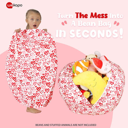 Stuffed Animal Storage Bean Bag Chair Cover for Kids