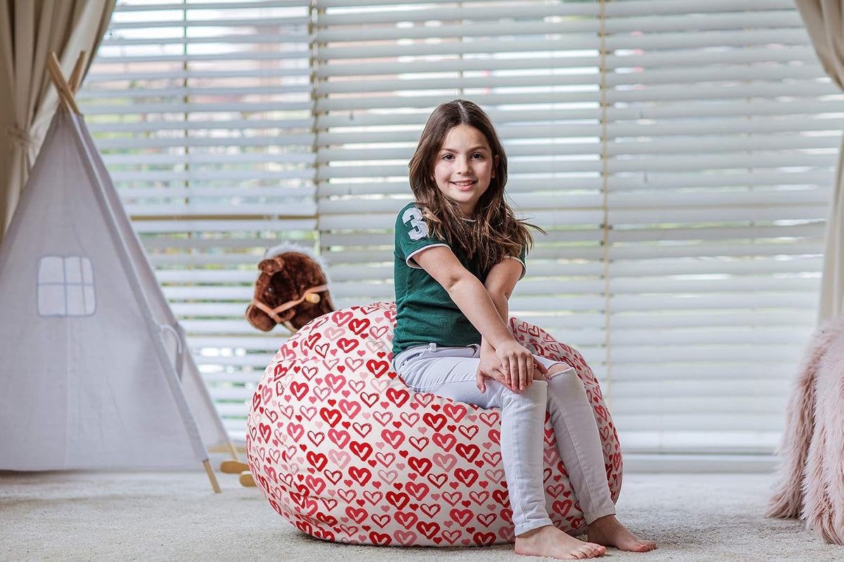 Stuffed Animal Storage Bean Bag Chair Cover for Kids