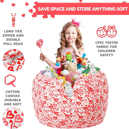 Stuffed Animal Storage Bean Bag Chair Cover for Kids