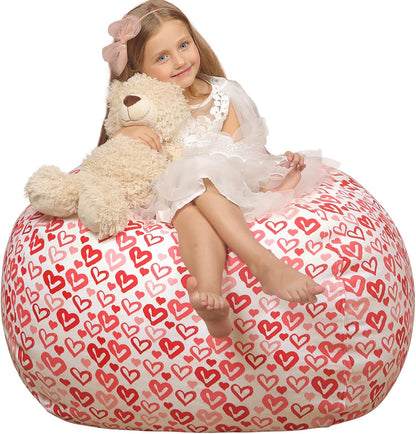 Stuffed Animal Storage Bean Bag Chair Cover for Kids