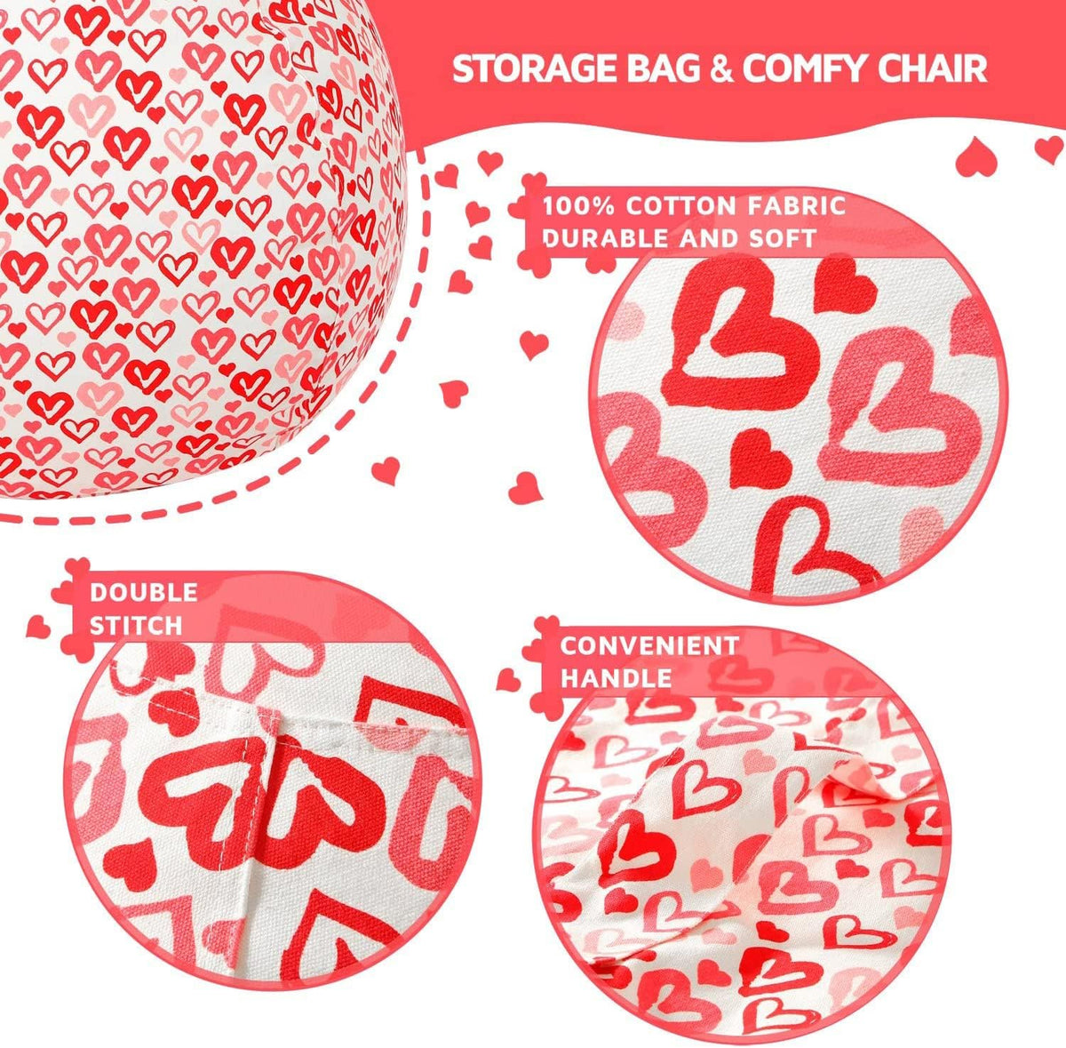 Stuffed Animal Storage Bean Bag Chair Cover for Kids