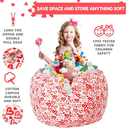 Stuffed Animal Storage Bean Bag Chair Cover for Kids