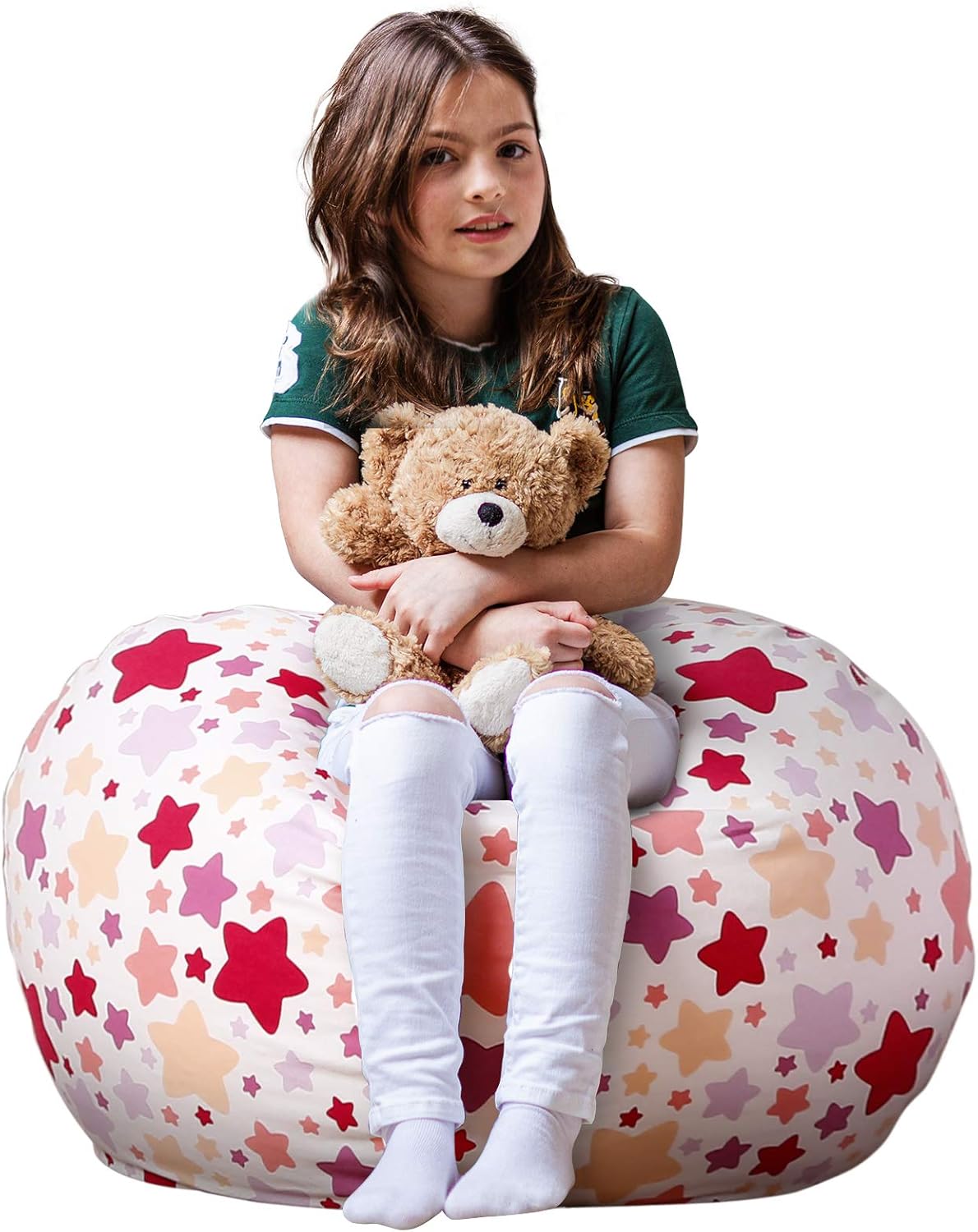 Stuffed Animal Storage Bean Bag Chair Cover for Kids
