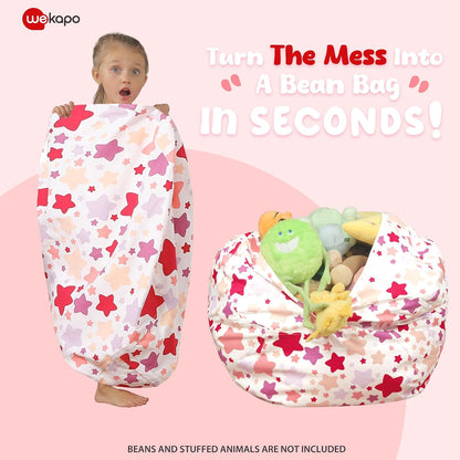 Stuffed Animal Storage Bean Bag Chair Cover for Kids