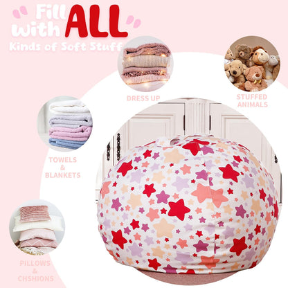 Stuffed Animal Storage Bean Bag Chair Cover for Kids
