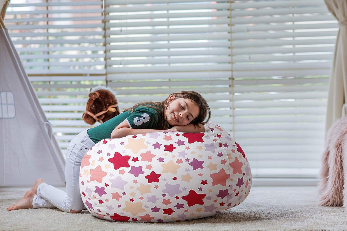 Stuffed Animal Storage Bean Bag Chair Cover for Kids