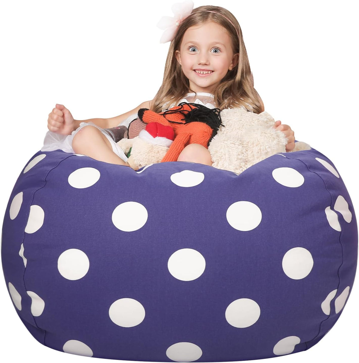 Stuffed Animal Storage Bean Bag Chair Cover for Kids