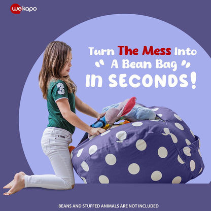Stuffed Animal Storage Bean Bag Chair Cover for Kids