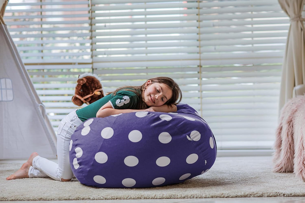 Stuffed Animal Storage Bean Bag Chair Cover for Kids