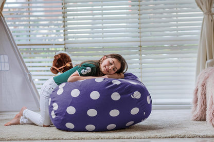 Stuffed Animal Storage Bean Bag Chair Cover for Kids