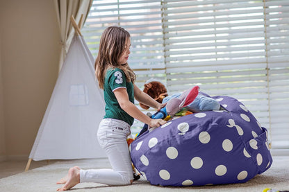 Stuffed Animal Storage Bean Bag Chair Cover for Kids