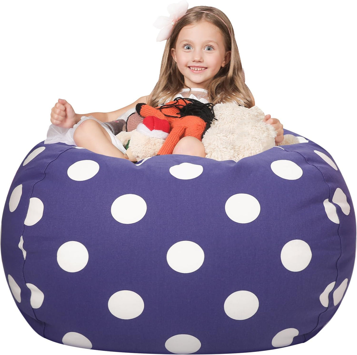 Stuffed Animal Storage Bean Bag Chair Cover for Kids