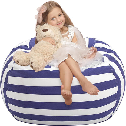 Stuffed Animal Storage Bean Bag Chair Cover for Kids