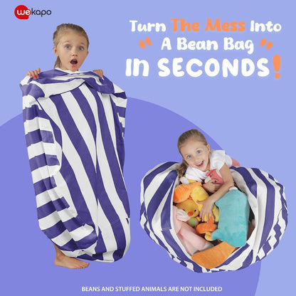 Stuffed Animal Storage Bean Bag Chair Cover for Kids
