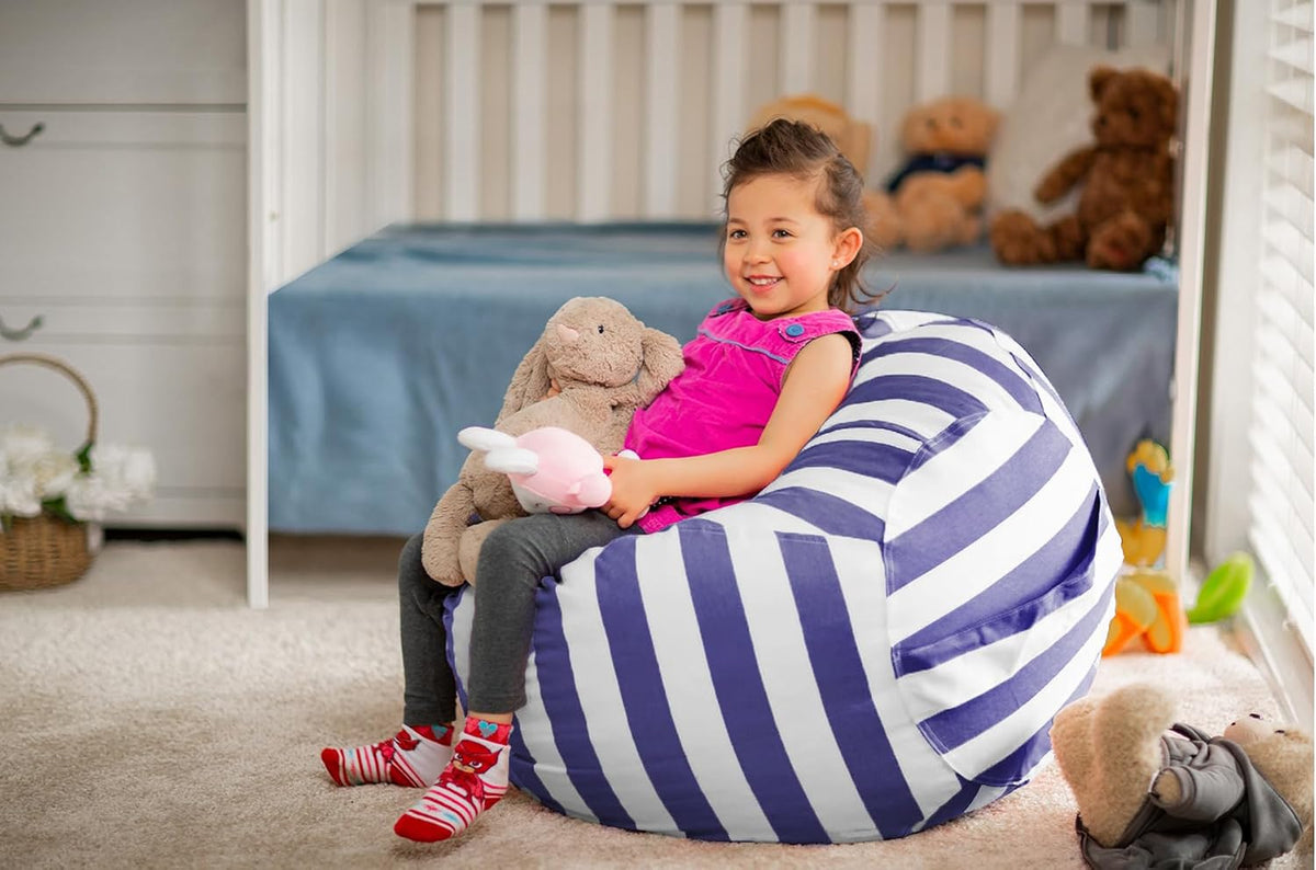 Stuffed Animal Storage Bean Bag Chair Cover for Kids