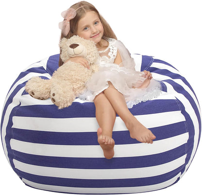 Stuffed Animal Storage Bean Bag Chair Cover for Kids