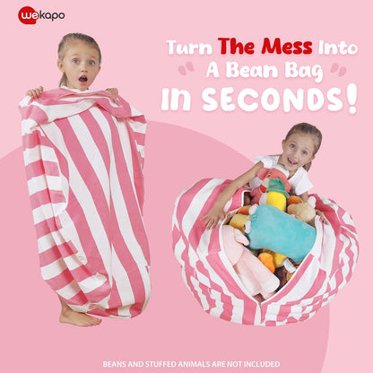 Stuffed Animal Storage Bean Bag Chair Cover for Kids