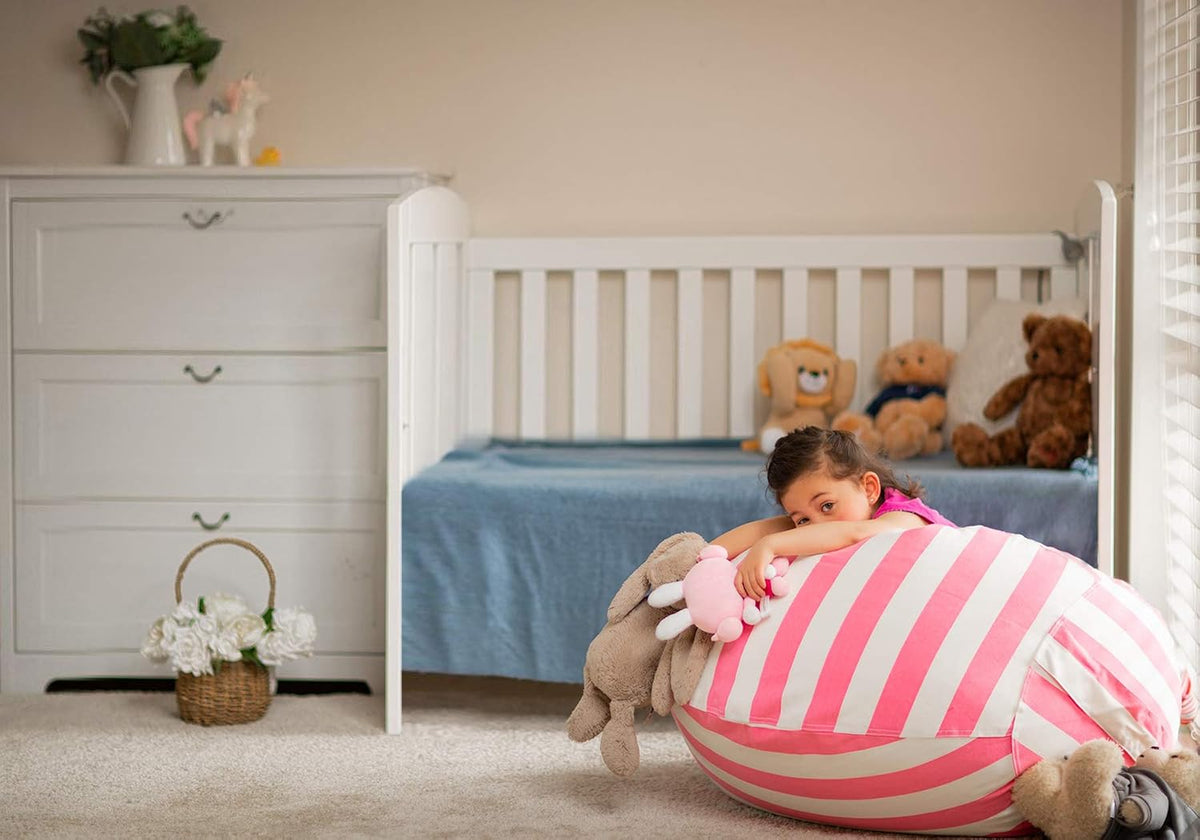Stuffed Animal Storage Bean Bag Chair Cover for Kids