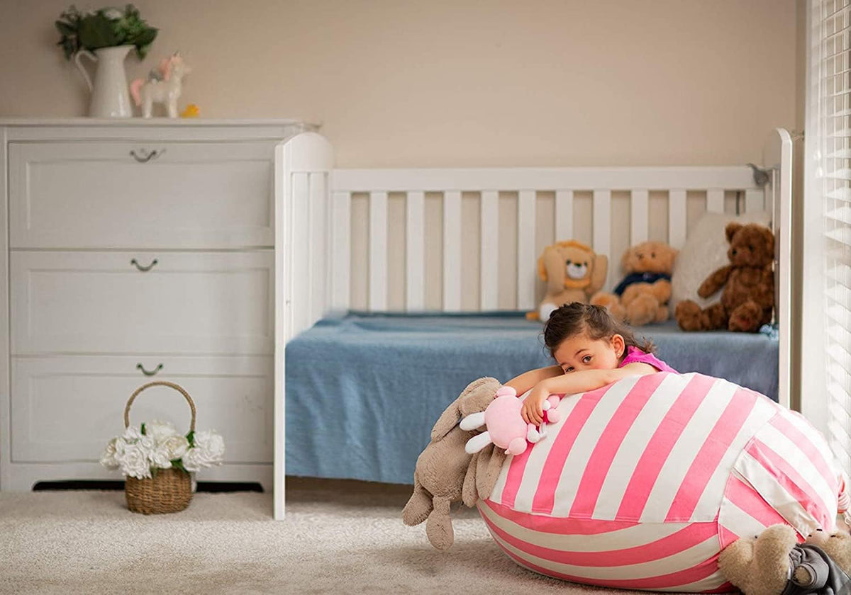 Stuffed Animal Storage Bean Bag Chair Cover for Kids