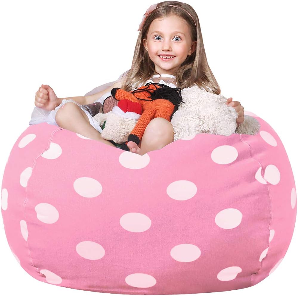 Stuffed Animal Storage Bean Bag Chair Cover for Kids