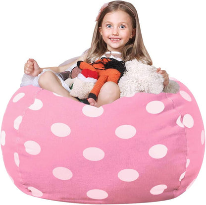 Stuffed Animal Storage Bean Bag Chair Cover for Kids