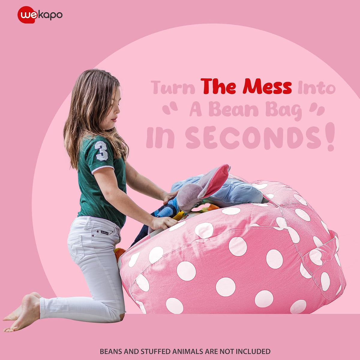 Stuffed Animal Storage Bean Bag Chair Cover for Kids