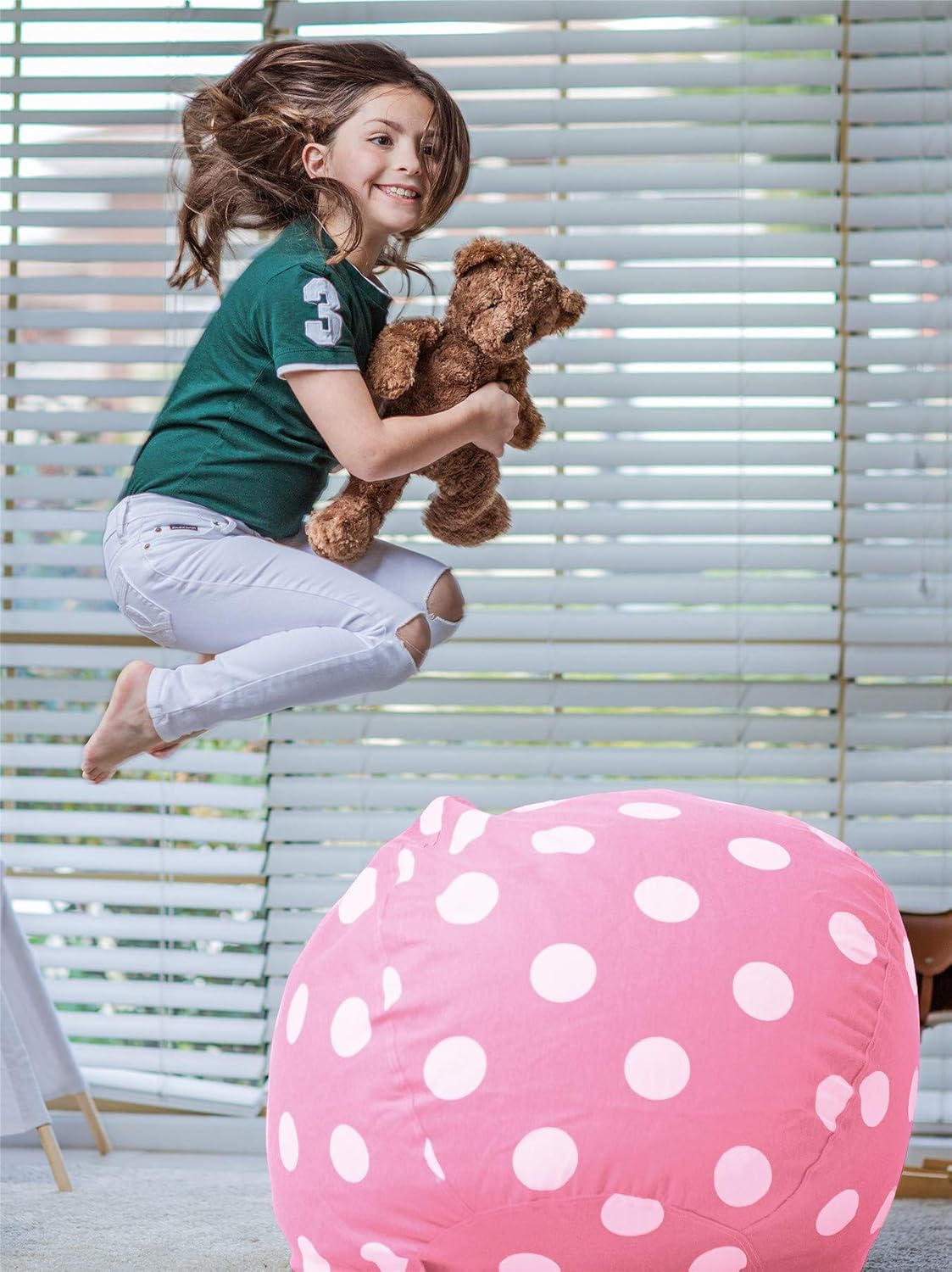 Stuffed Animal Storage Bean Bag Chair Cover for Kids
